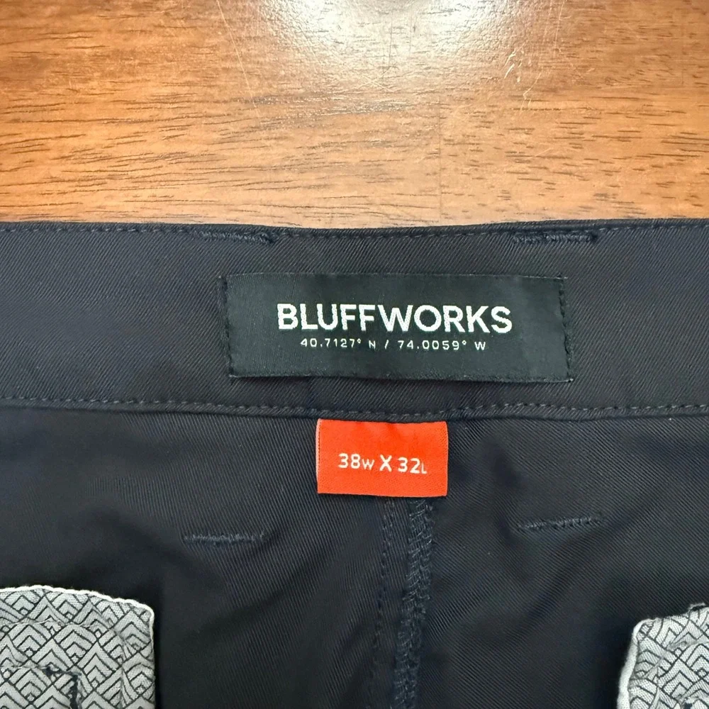 Bluffworks Ascender Pants Mens 38x32 Navy Blue Regular Fit Technical Travel